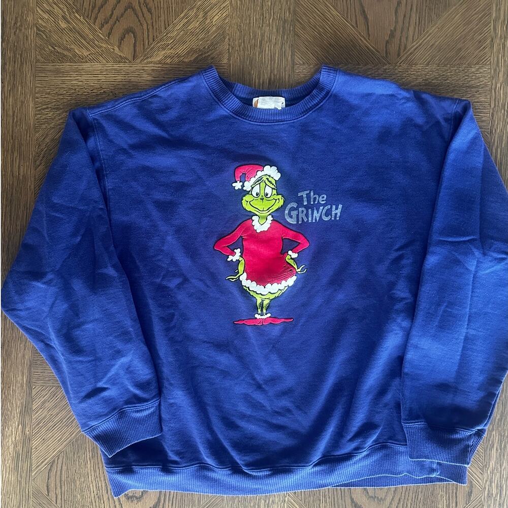 Vintage 1994 Dr. Seuss The Grinch Embroidered Sweatshirt XL USA